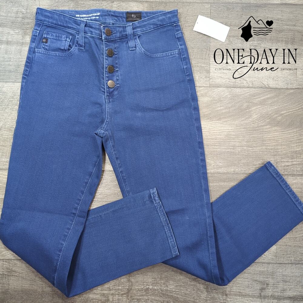 AG Adriano Goldschmied Isabelle Button Up High Rise Crop Jeans Blue NWT Size 4